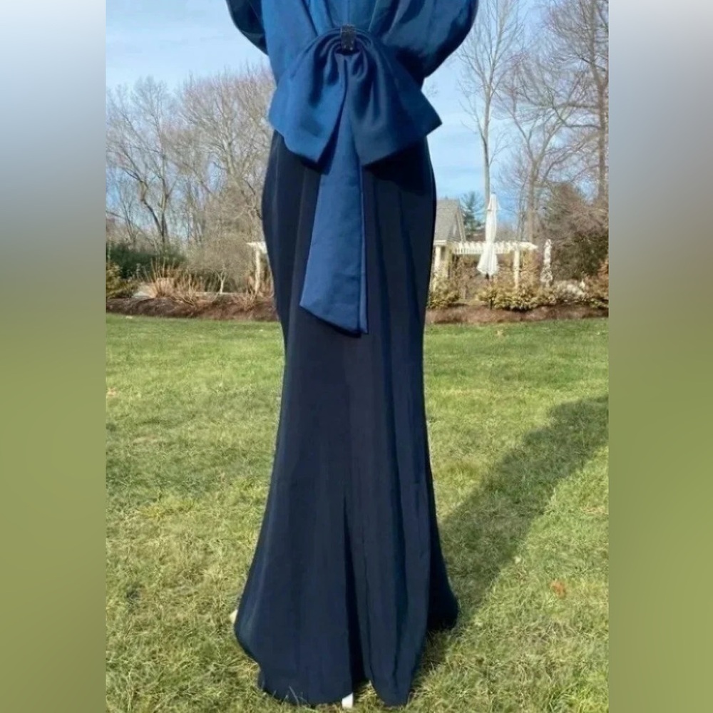 Sachin + Babi  Deep Navy Satin-Tie Maxi Dress - Picture 6 of 9